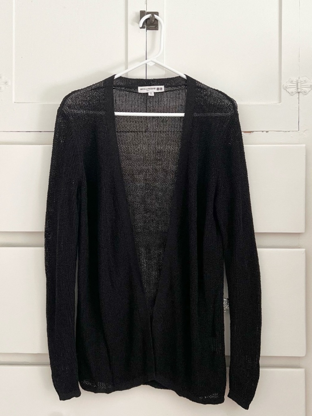 Ines de La Fressange x Uniqlo Black Linen Blend Open Cardigan XL